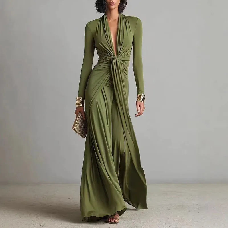 LEONORA | Vestido maxi con escote drapeado