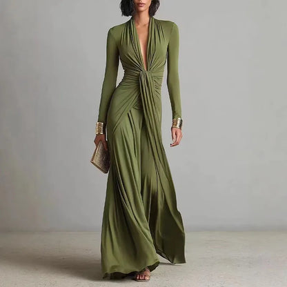 LEONORA | Vestido maxi con escote drapeado