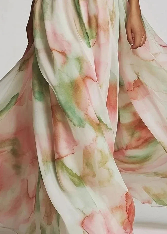 CELESTINA | Vestido maxi asimétrico con estampado artístico