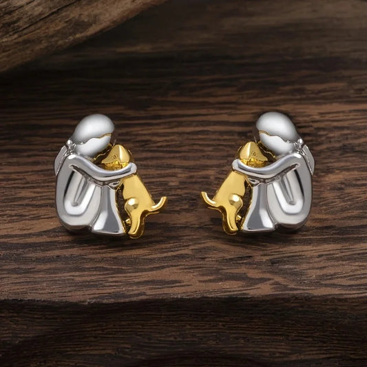 Pendientes Hug bicolor de plata y oro