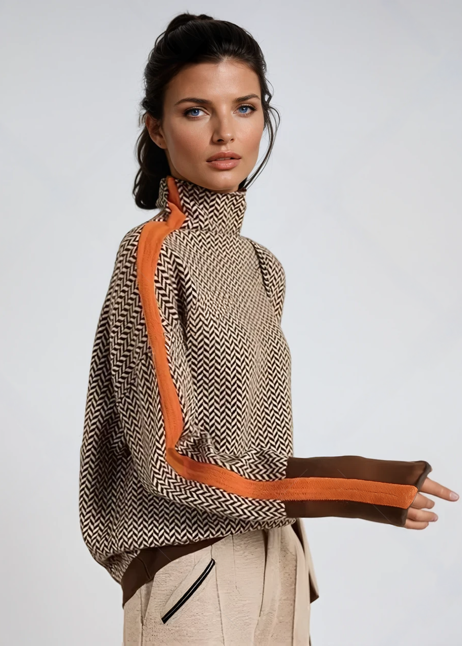 LIBRA | Jersey de cuello alto con rayas en contraste