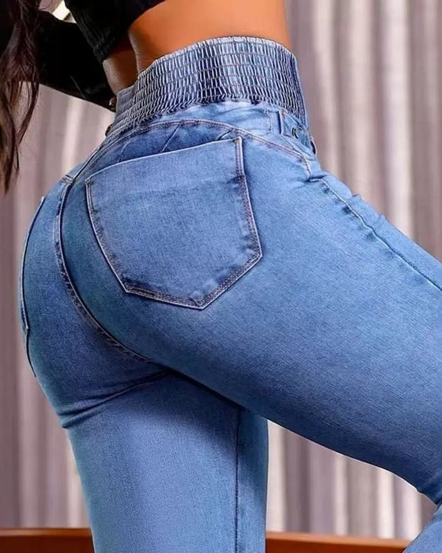 💕Novedad de primavera👖Jeans de campana elásticos de tiro alto