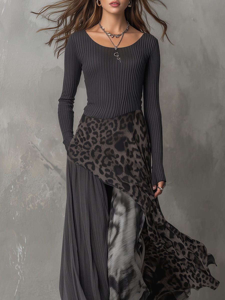CARMEN | Vestido maxi bohemio con estampado leopardo