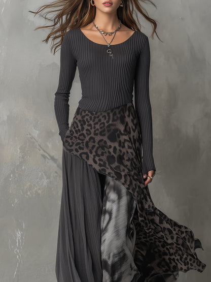 CARMEN | Vestido maxi bohemio con estampado leopardo