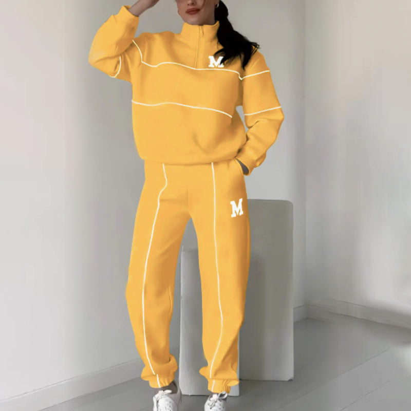 Conjunto de sudadera casual de 2 piezas con línea