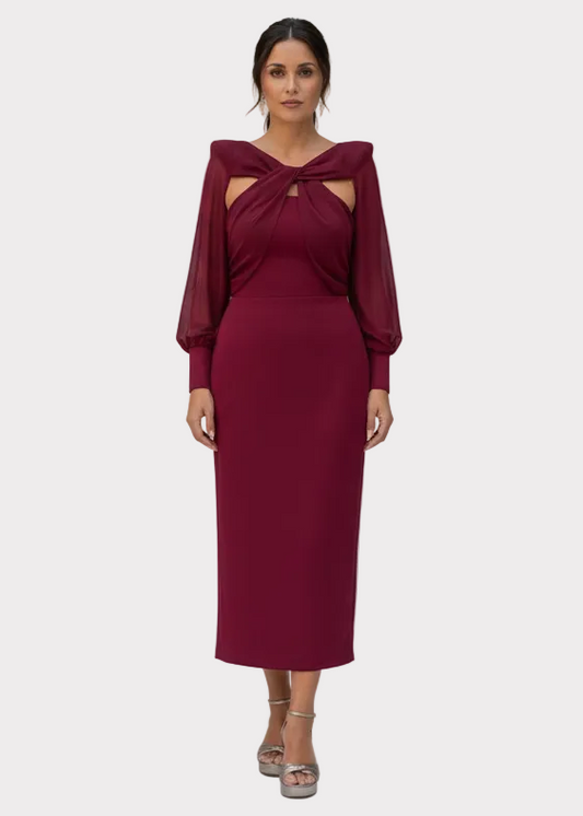 Isabel | Vestido Midi Cruzado con Manga