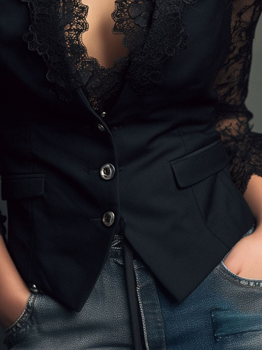 ALEXIA | Blazer negro con encaje