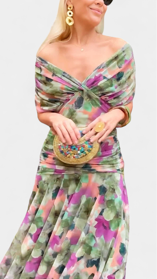 ROSANNA | Vestido largo floral con escote en V